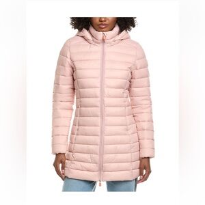 NWT SAVE THE DUCK Cate Long Coat, size 0/S in blush pink